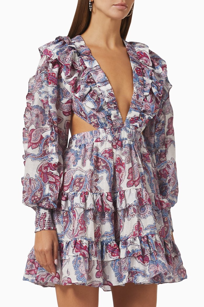 

Goldie Paisley-print Mini Dress in Silk-cotton, Multicolour