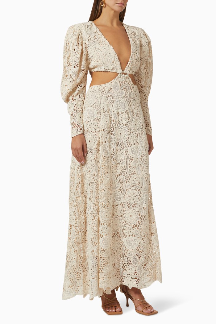 

Pandora Maxi Dress in Cotton Lace, White