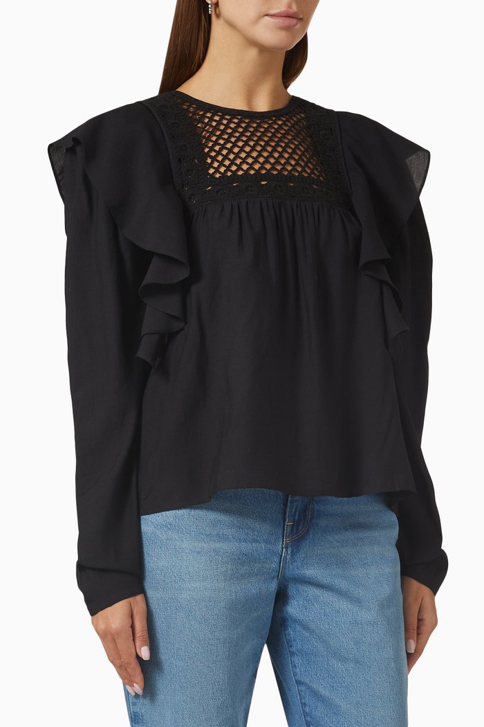 

Flora Top in Viscose Wool-twill, Black