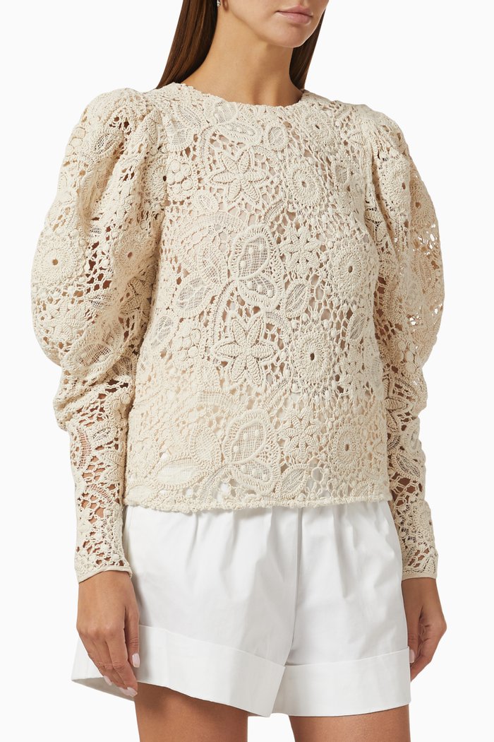 

Pandora Top in Cotton Lace, White