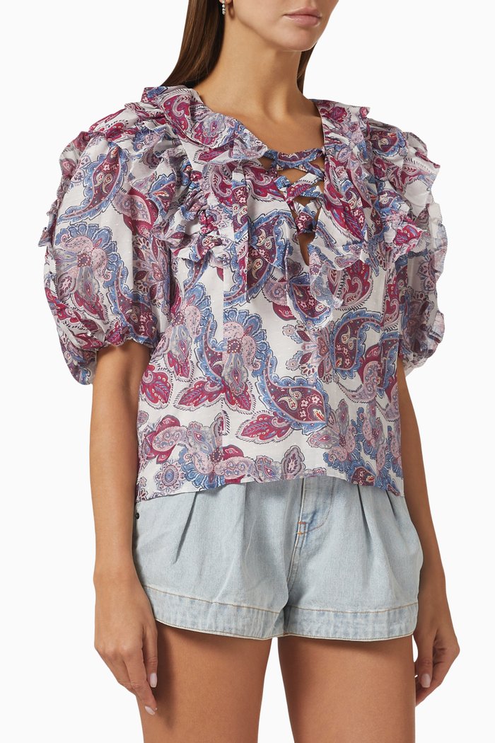 

Patricia Paisley-print Top in Silk-cotton, Multicolour
