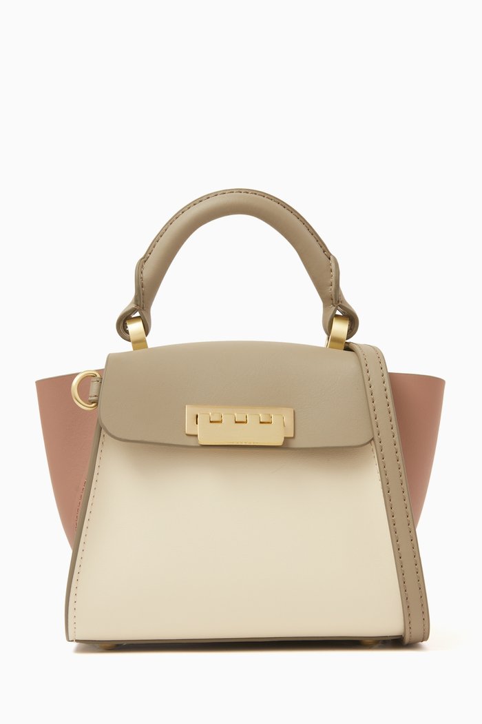 

Mini Eartha Colour-block Top Handle Bag in Leather, Grey