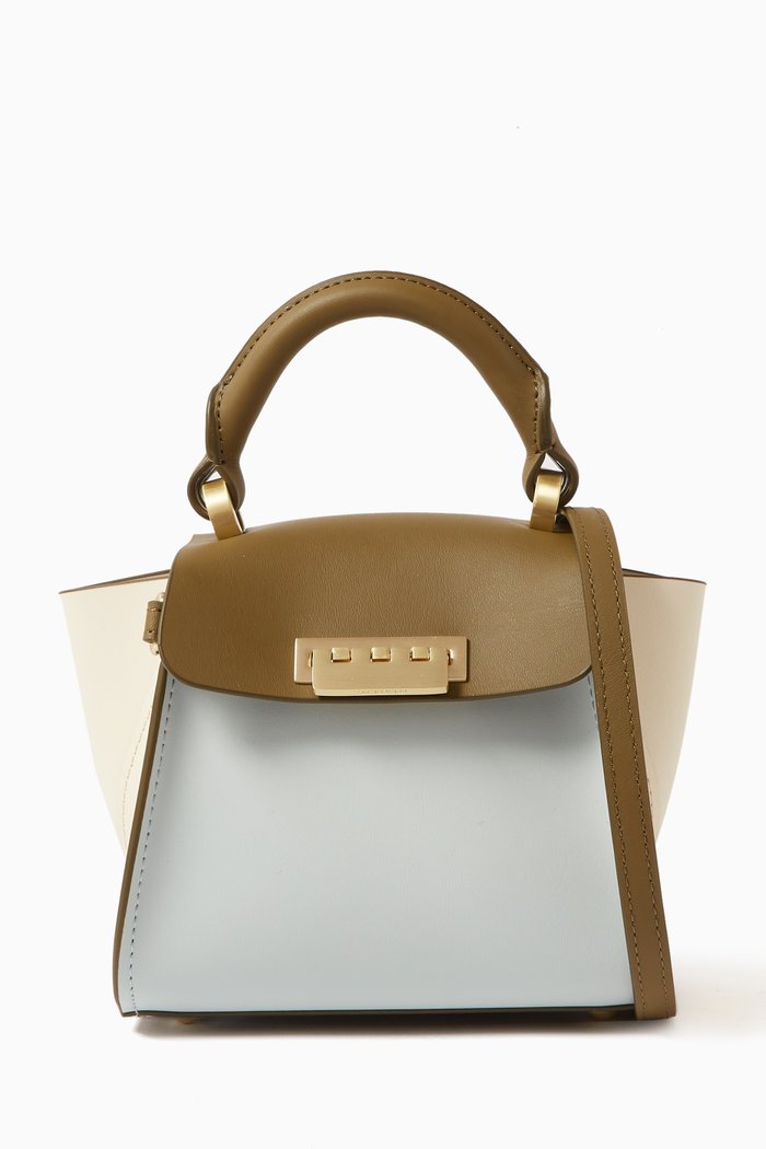 Mini Eartha Colour-block Top Handle Bag in Leather, Brown