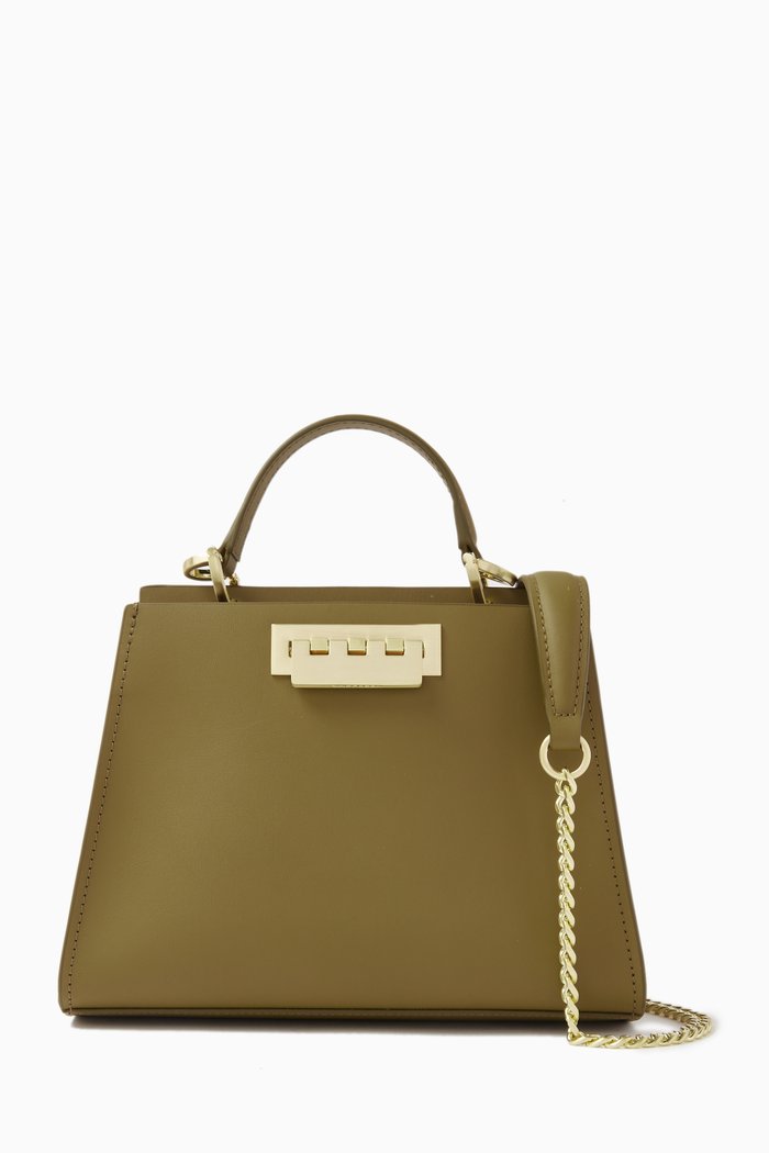 

Small Earthette Top Handle Bag in Leather, Brown