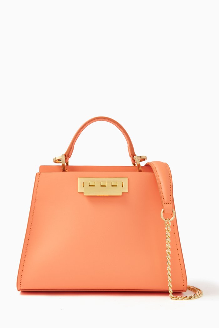 

Small Earthette Top Handle Bag in Leather, Orange