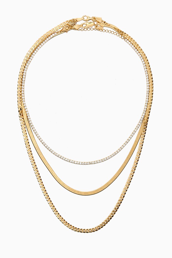 

Ultimate Layering Necklace Combo Set in Yellow Gold-plated Sterling Silver