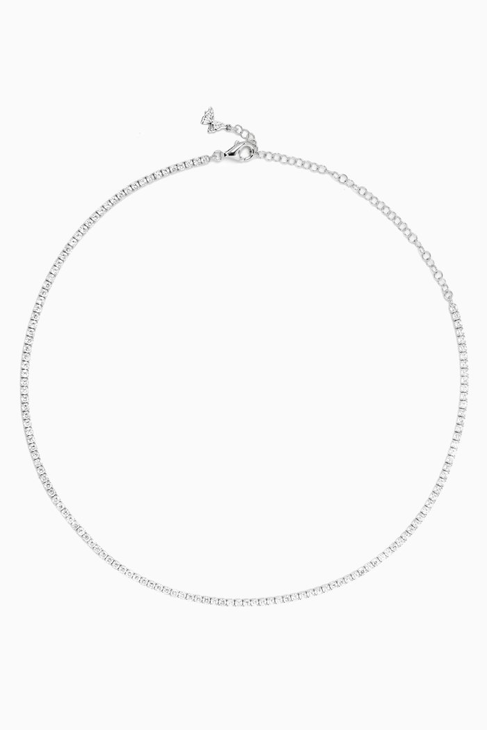 

Thin Tennis Choker in White Gold-plated Sterling Silver
