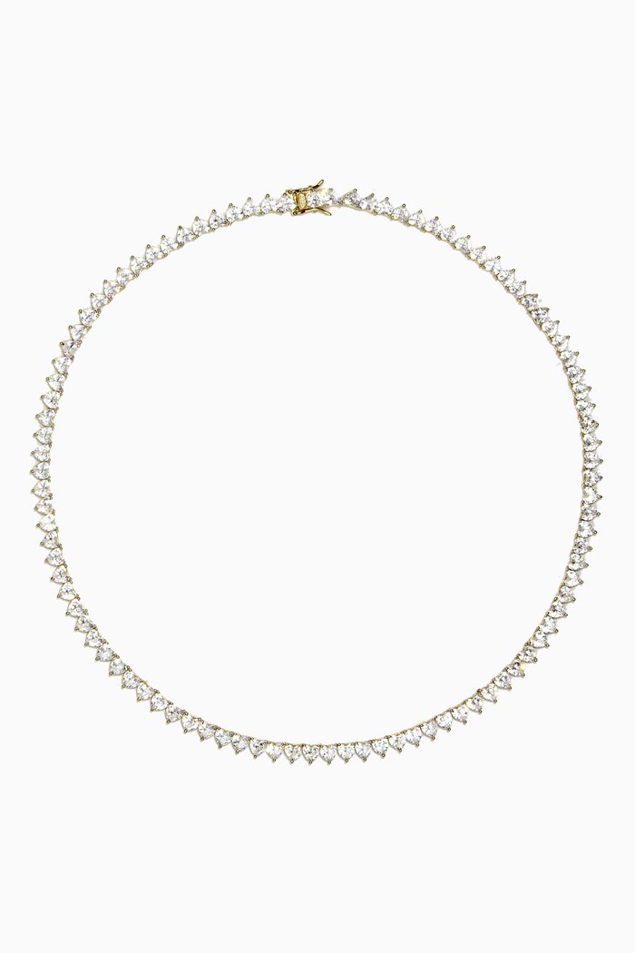 Heart Tennis Necklace in Yellow Gold-plated Sterling Silver