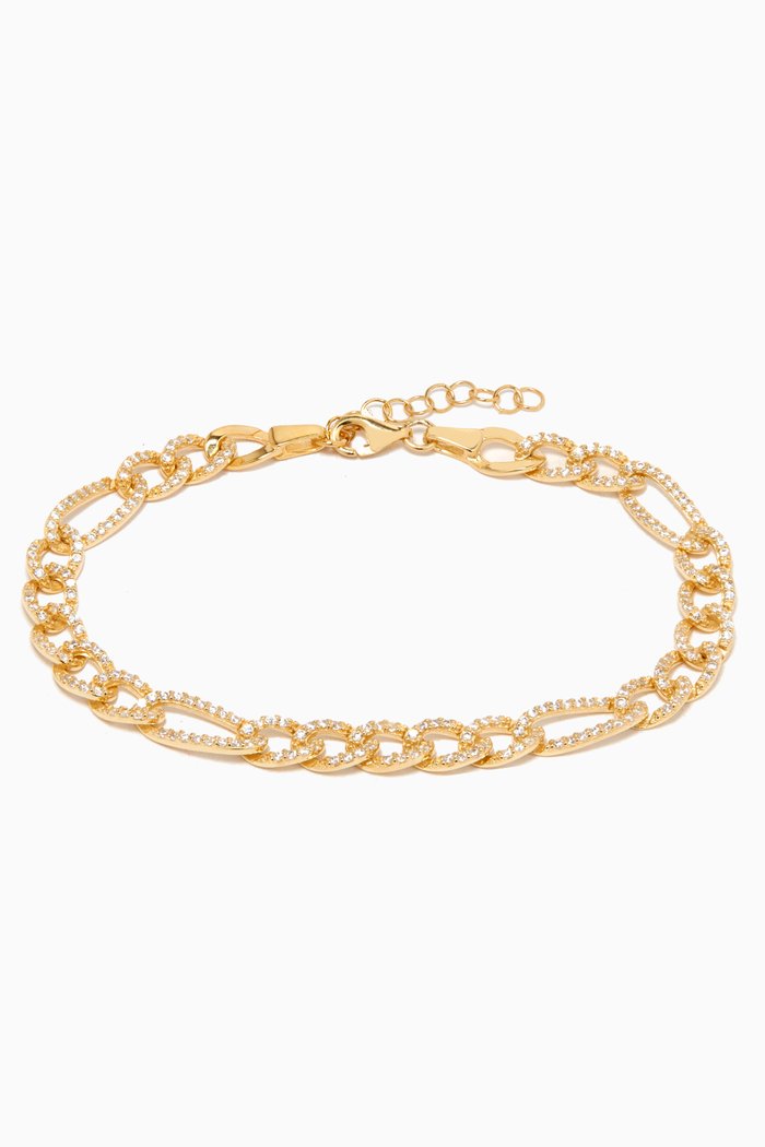 

Pavé Figaro Bracelet in Yellow Gold-plated Sterling Silver