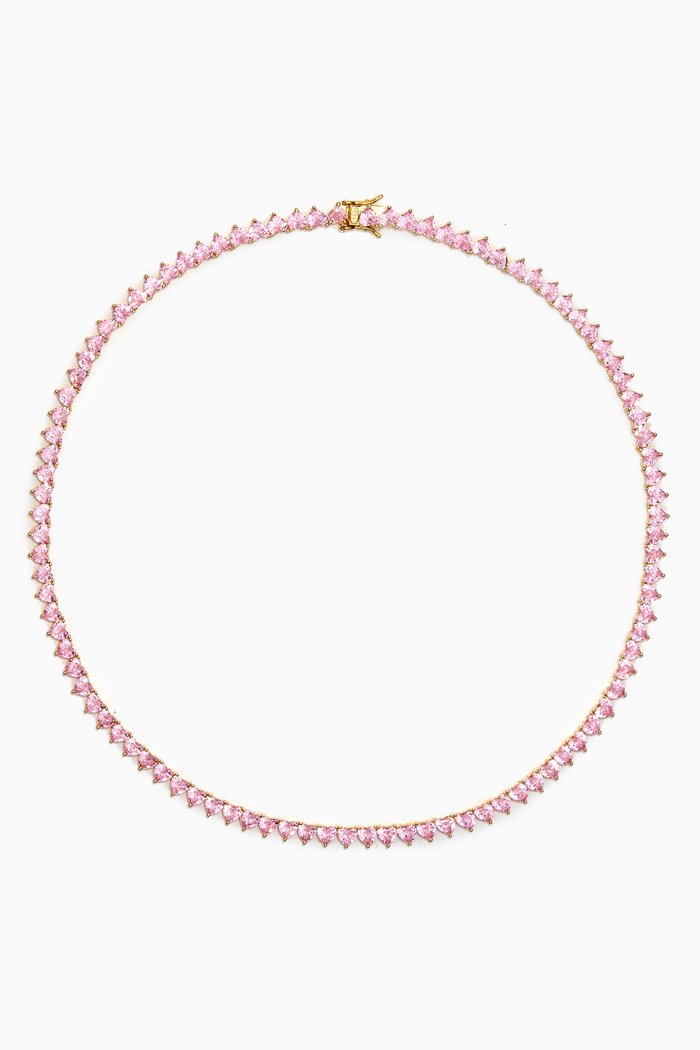 

Gemstone Heart Tennis Necklace in Yellow Gold-plated Sterling Silver