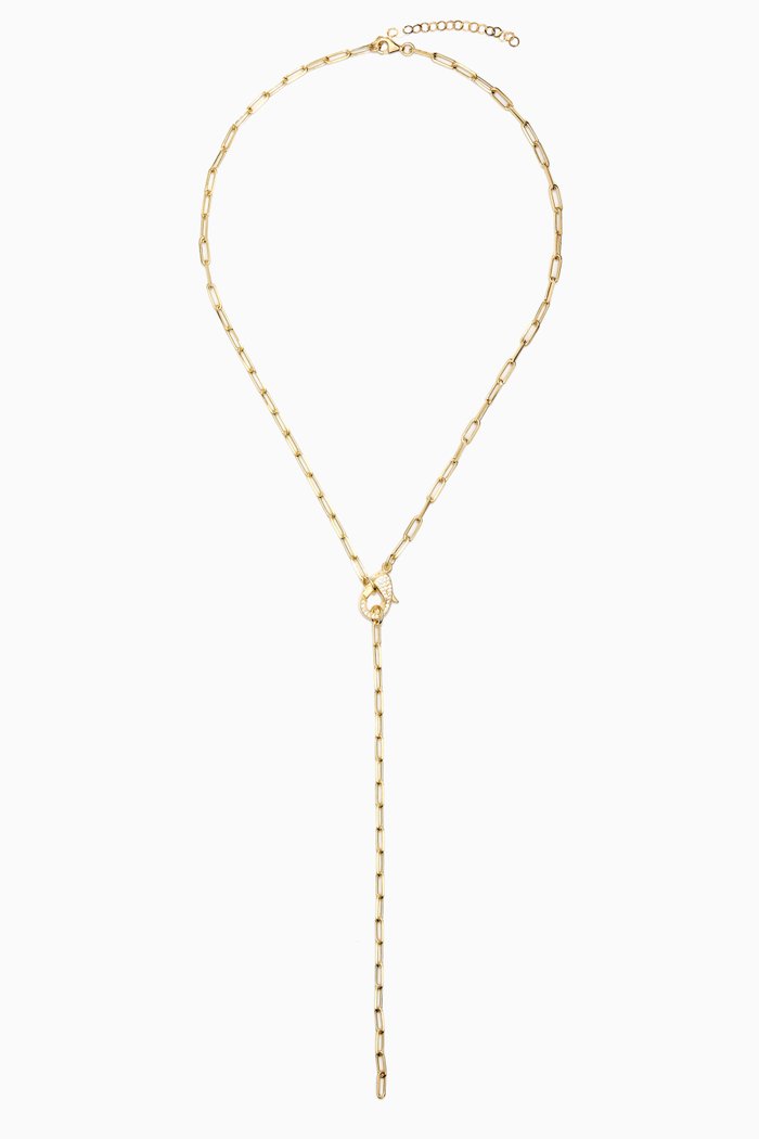 

Pavé Clasp Link Lariat Necklace in Yellow Gold-plated Sterling Silver