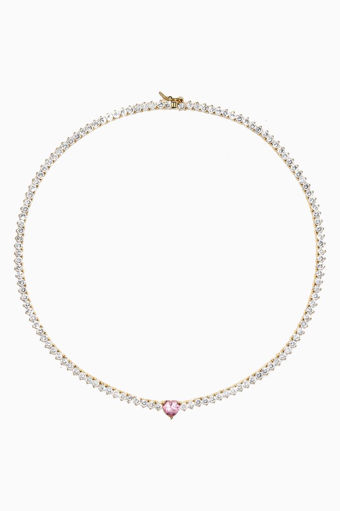 

Heart Tennis Necklace in Yellow Gold-plated Sterling Silver