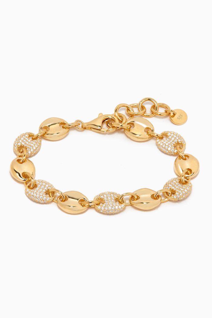 

Pavé Puff Mariner Chain Bracelet in Yellow Gold-plated Sterling Silver