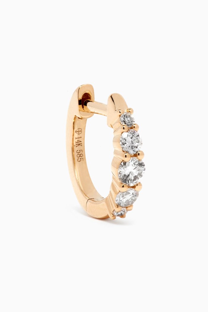 Graduated Diamond Single Huggie Earring in 14kt Yellow Gold