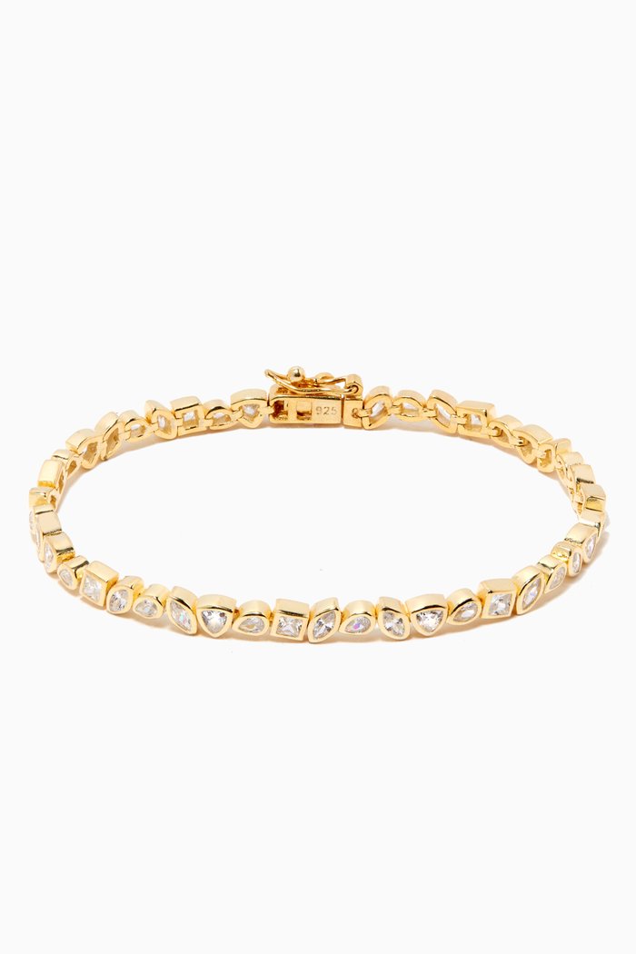

Mult Shape Bezel Tennis Bracelet in Yellow Gold-plated Sterling Silver