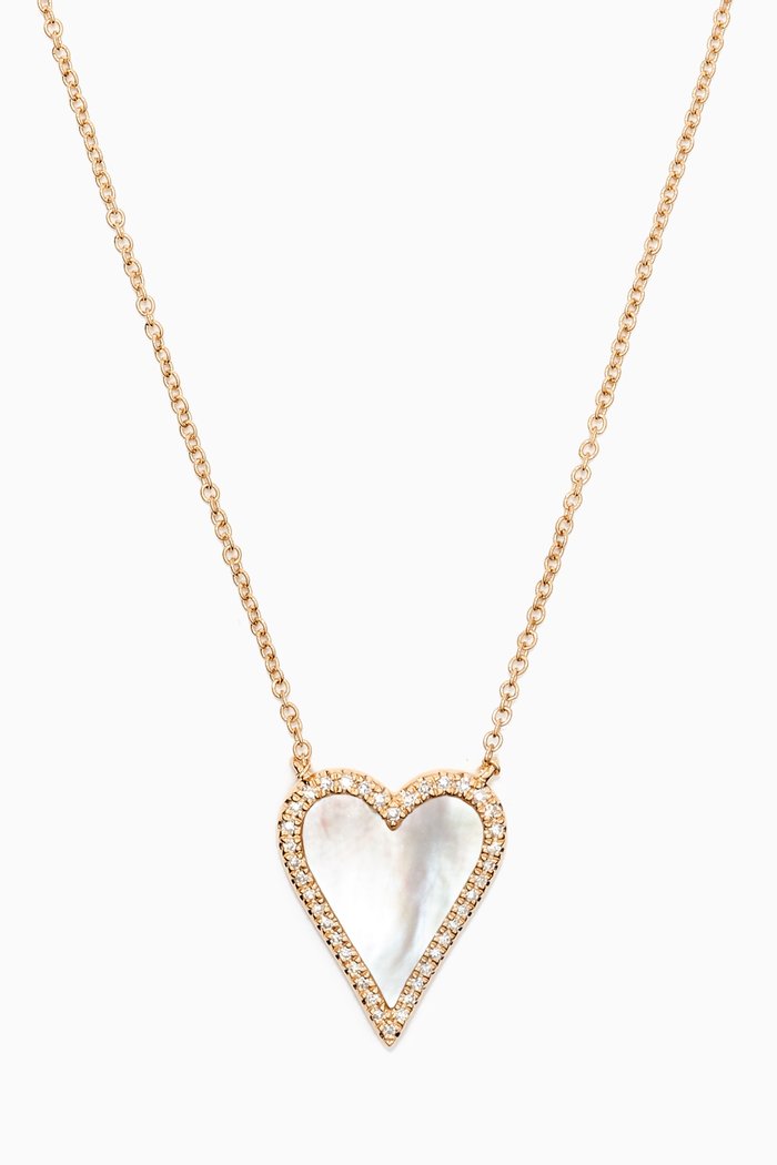 

Diamond Elongated Heart Pendant Necklace in 14kt Yellow Gold, White