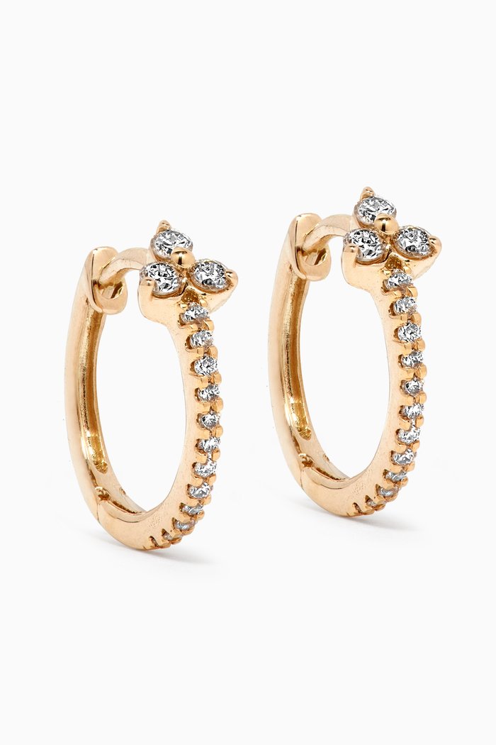 

Pavé Diamond Cluster Huggie Earrings in 14kt Yellow Gold