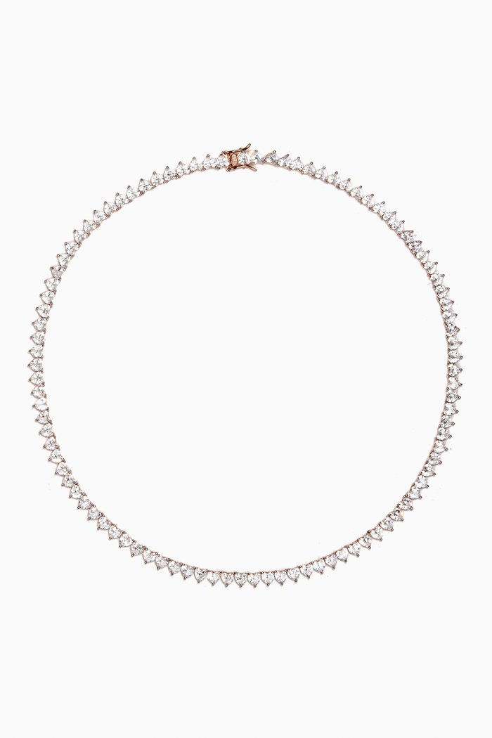 

Heart Tennis Necklace in Rose Gold-plated Sterling Silver