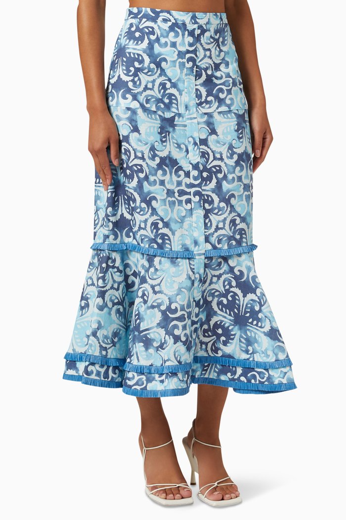 

Galli Skirt in Linen, Blue