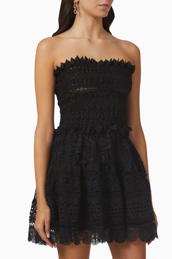 

Vallarta Mini Dress in Guipure, Black