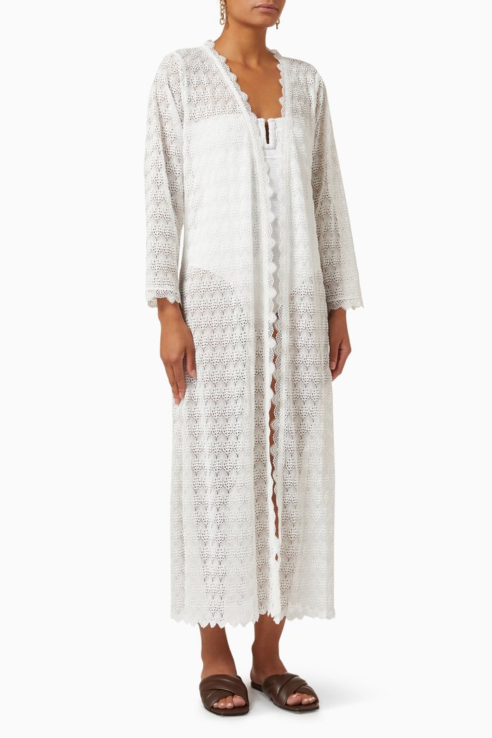 

Provenzal Kimono in Crochet Knit, White
