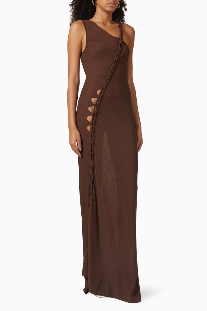 

Birch Cut-out Maxi Dress in Viscose-knit, Brown