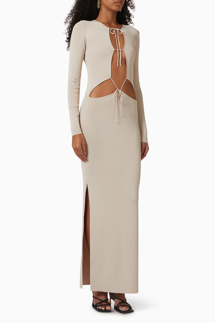 Jacaranda Cut-out Maxi Dress in Viscose-blend, Neutral