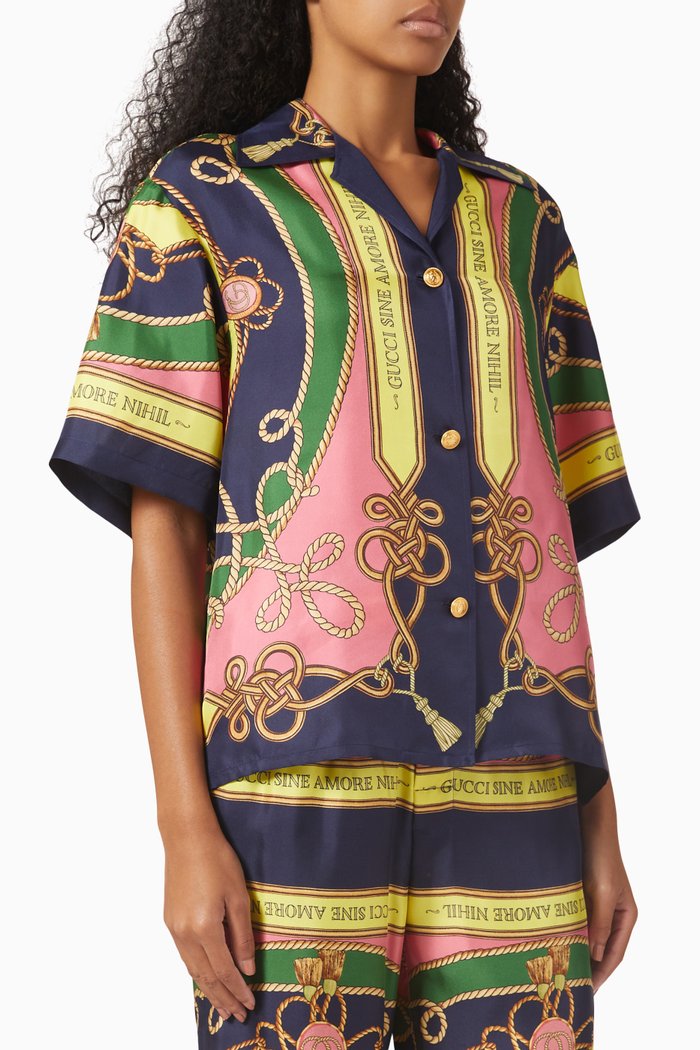 

Torchon Print Shirt in Silk, Multicolour