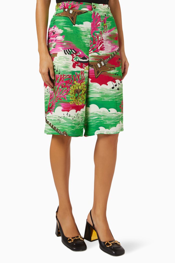 

Printed Shorts in Silk, Green