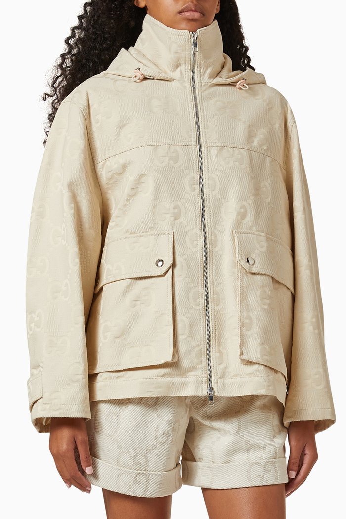 

Jumbo GG Puffer Jacket in GG Canvas, White