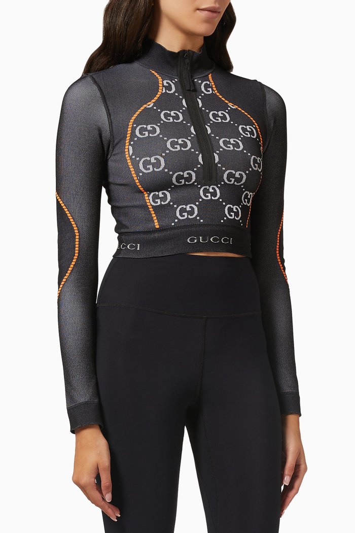 

Crop Top in GG Jersey Jacquard, Black