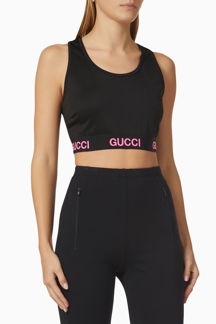 

Logo Cropped top in Stretch Knit, Black