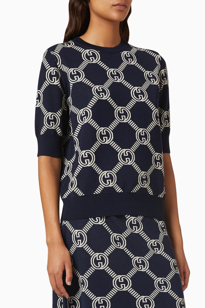 

Reversible Top in GG Wool Jacquard, Blue