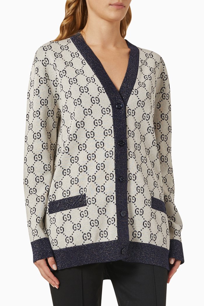 

GG Cardigan in Cotton Jacquard, Neutral