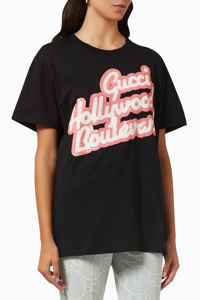 

Gucci Hollywood Boulevard T-shirt in Cotton Jersey, Black