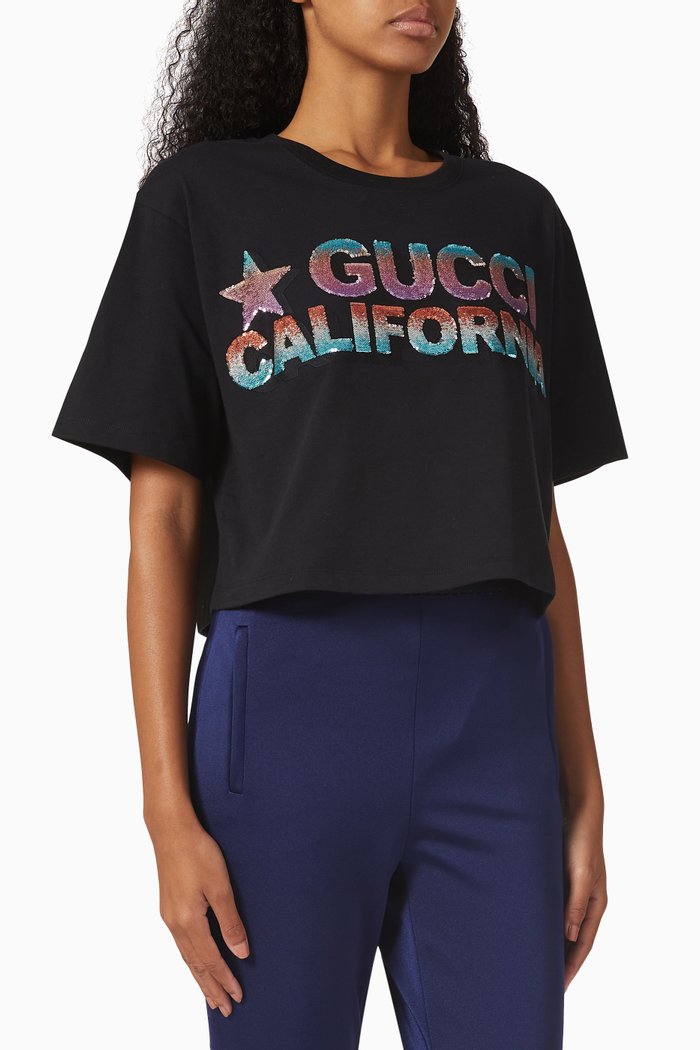 

Crop T-shirt in Cotton Jersey, Black