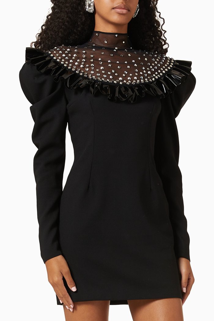 

Embellished Mini Dress, Black