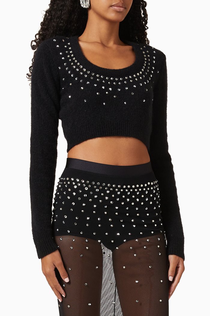 

Embellished Crop Top, Black