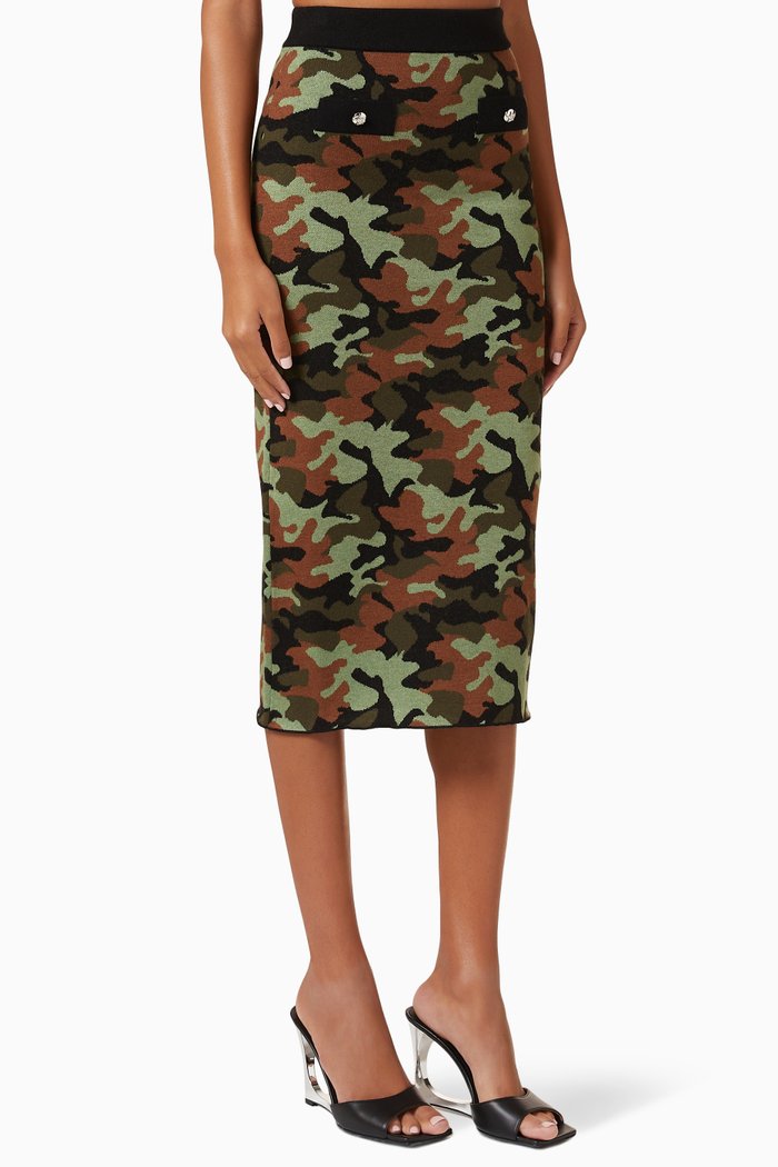 

Camouflage Midi Skirt, Green