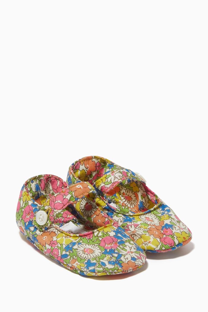 

Floral Crib Shoes in Organic Cotton, Multicolour