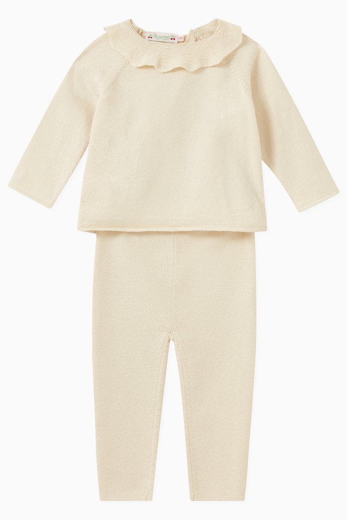 

Anisa Ruffled Pyjama Set in Cotton, Neutral