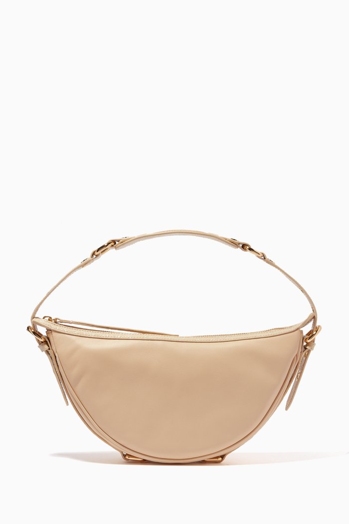 

Gib Shoulder Bag in Nappa & Croc-embossed Leather, Neutral