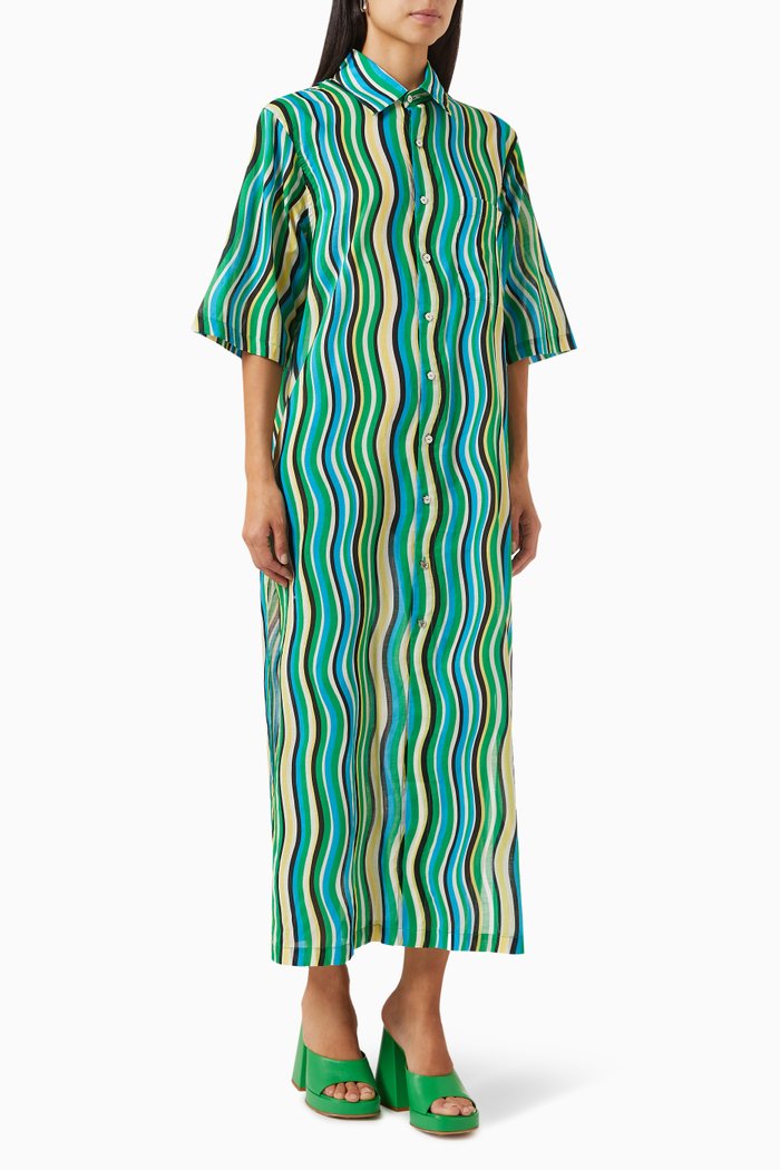 

Santos Midi Dress in Cotton Gauze, Green