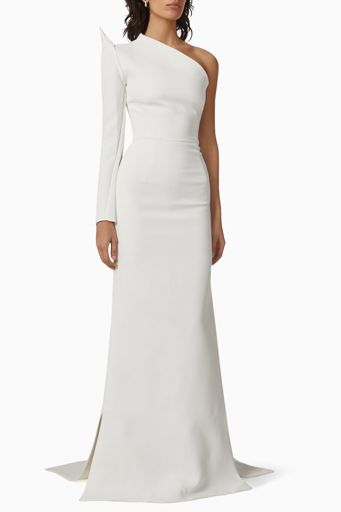 

Scorpius One-shoulder Gown, White