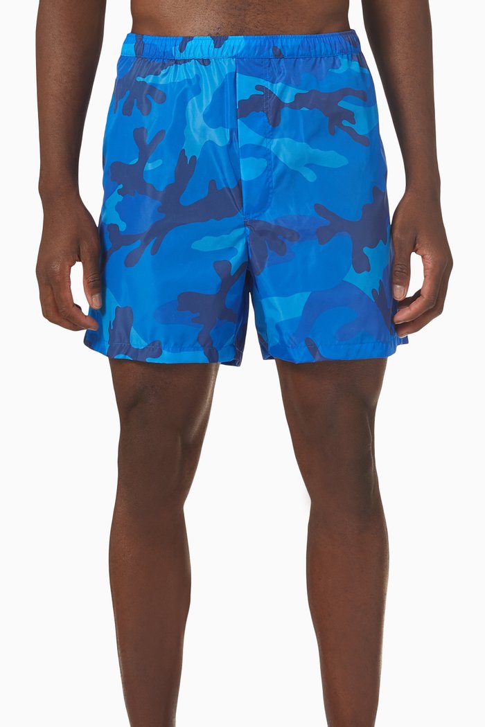 

Camouflage Swim Shorts in Nylon, Blue