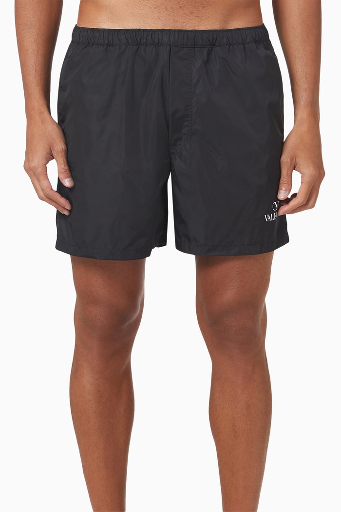 Logo Swim Shorts in Nylon, Black