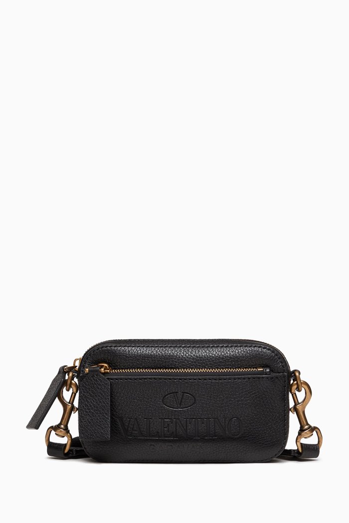Small Valentino Garavani Identity Belt Bag in Leather, Black