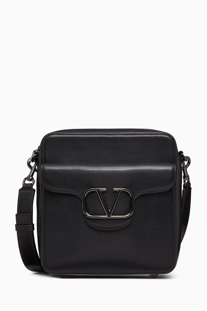 

Valentino Garavani Locò Crossbody Bag in Leather, Black