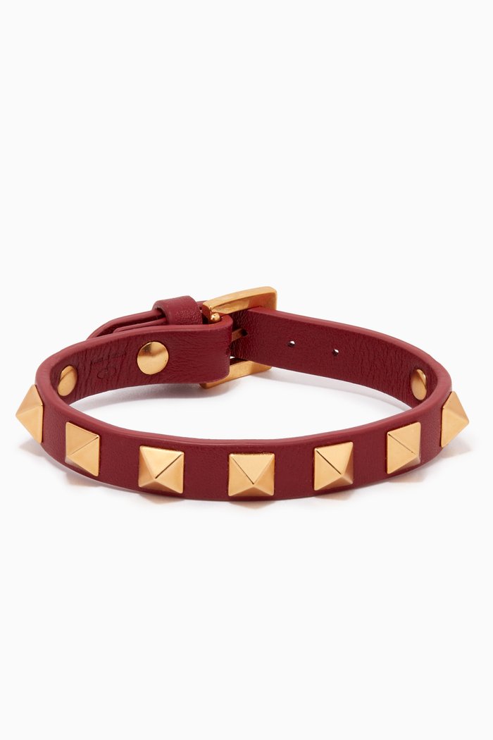 

Valentino Garavani Rockstud Bracelet in Leather, Red