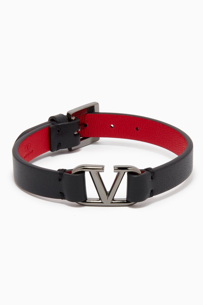 

Valentino Garavani VLogo Signature Bracelet in Leather, Black